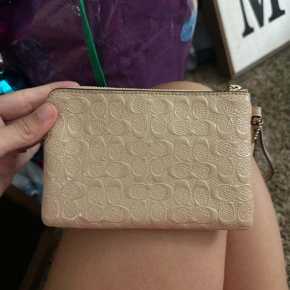 Coach Beige Embossed Wristlet - Picture 5 of 5